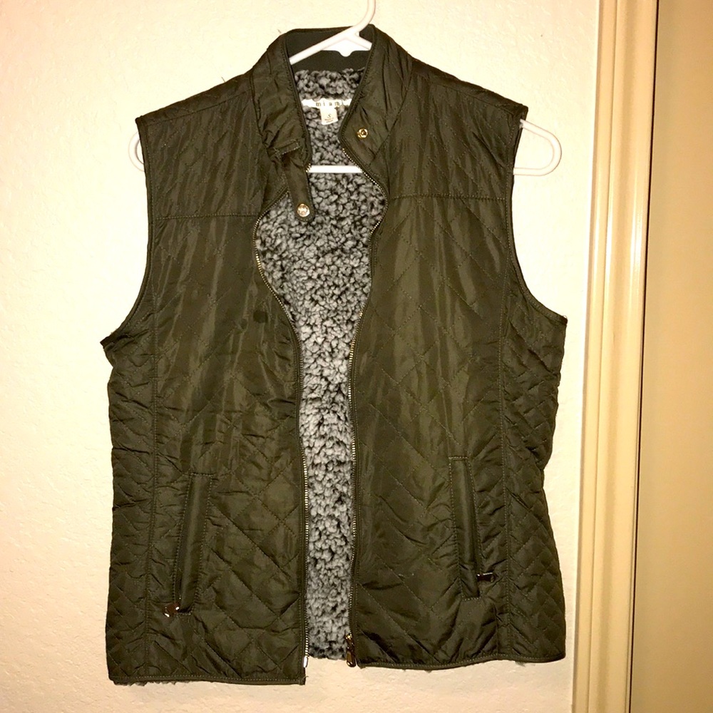 Fleece lined olive green vest